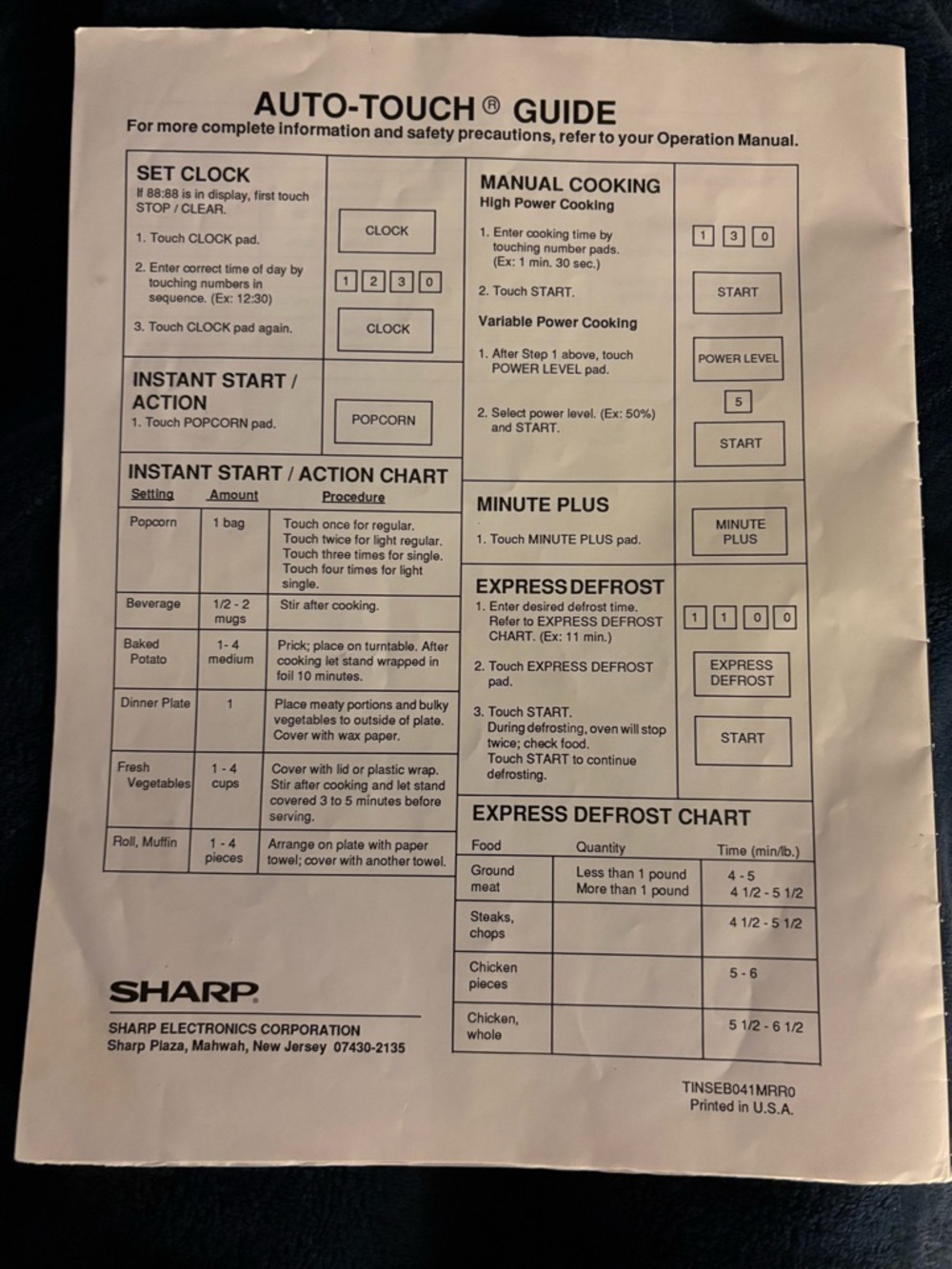 Sharp Carousel II Microwave Oven Operation Manual Models # R-2A54
R-2A84 - Picture 2 of 2